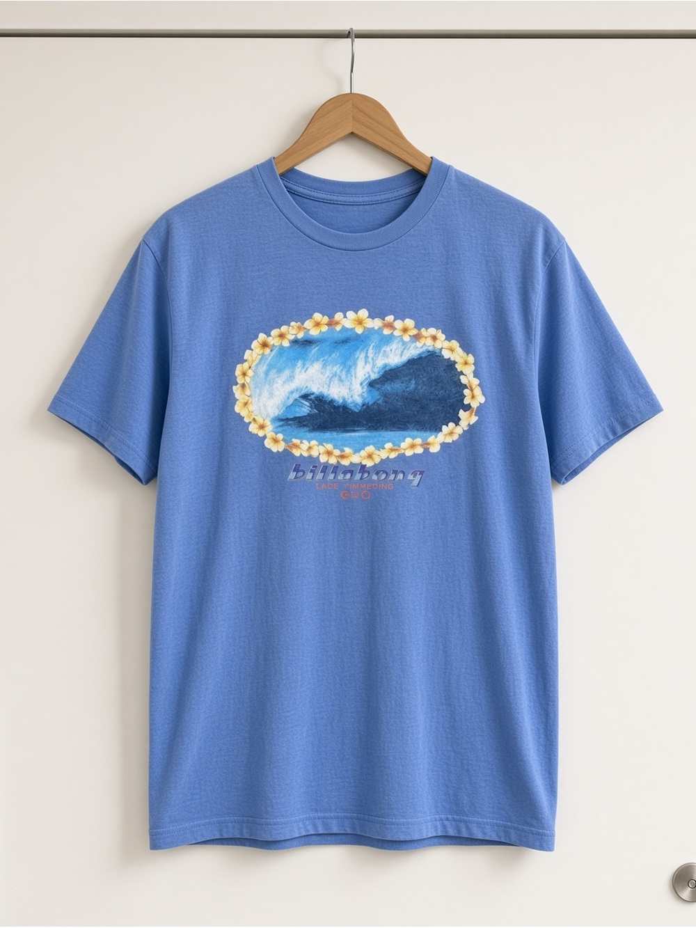 Billabong Blue Wave Tee with Floral Frame